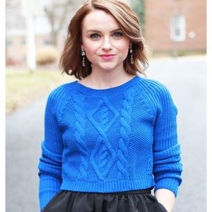 Express Cobalt Blue Cropped Sweater